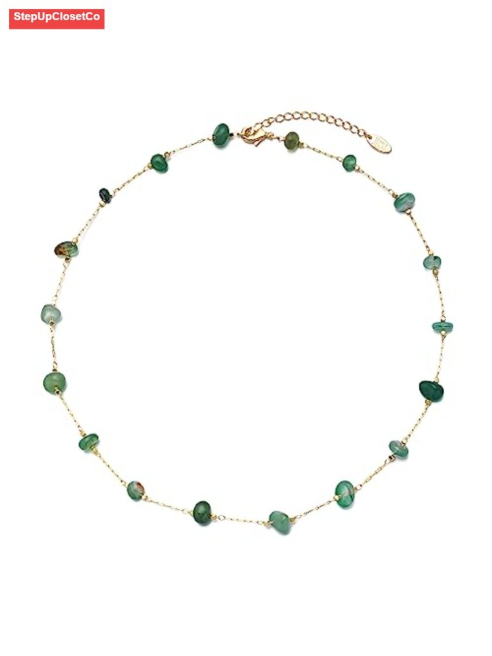 Beaded Choker Necklace Handmade Healing Crystal Stone Bohemian Gemstone Gold